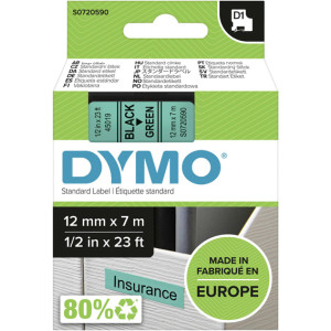 Taśma do Dymo D1 45019 12mm 7m zielona taśma czarny napis S0720590 oryginalna