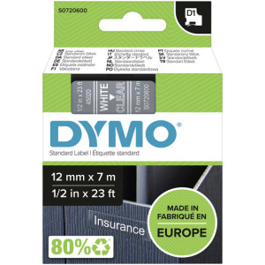 Taśma do Dymo D1 45020 12mm 7m przeźroczysta taśma biały napis S0720600 oryginalna