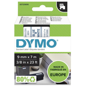 Taśma do Dymo D1 40914 9mm 7m biała taśma niebieski napis S0720690 oryginalna