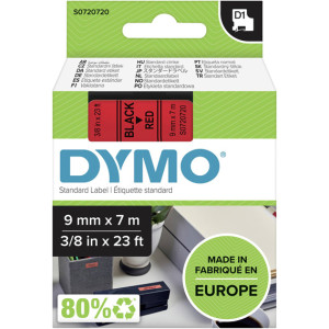 Taśma do Dymo D1 40917 9mm 7m czerwona taśma czarny napis S0720720 oryginalna
