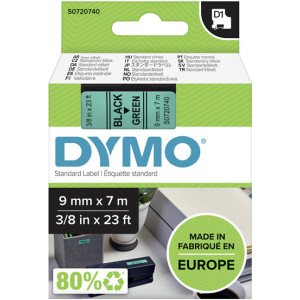 Taśma do Dymo D1 40919 9mm 7m zielona taśma czarny napis S0720740 oryginalna