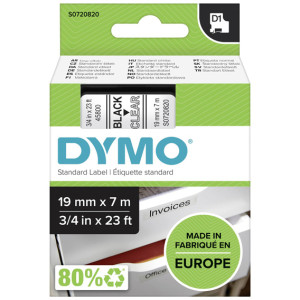 Taśma do Dymo D1 45800 19mm 7m przeźroczysta taśma czarny napis S0720820 oryginalna