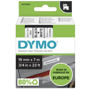 Taśma do Dymo D1 45803 19mm 7m biała taśma czarny napis S0720830 oryginalna