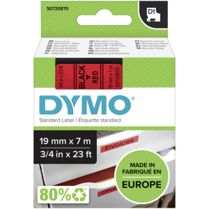 Taśma do Dymo D1 45807 19mm 7m czerwona taśma czarny napis S0720870 oryginalna