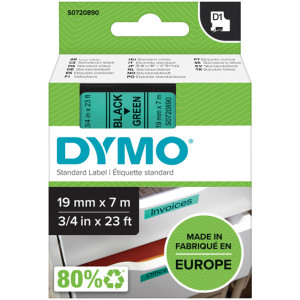 Taśma do Dymo D1 45809 19mm 7m zielona taśma czarny napis S0720890 oryginalna