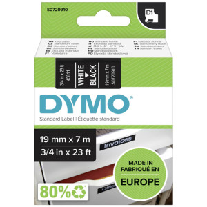 Taśma do Dymo D1 45811 19mm 7m czarna taśma biały napis S0720910 oryginalna