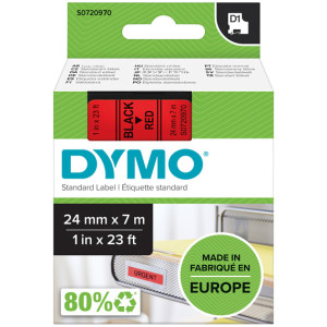 Taśma do Dymo D1 53717 24mm 7m czerwona taśma czarny napis S0720970 oryginalna