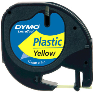 Taśma do Dymo Letra Tag 59423 12mm 4m żółta taśma, czarny napis S0721620 oryginalna
