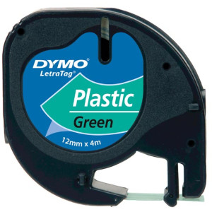Taśma do Dymo Letra Tag 59425 12mm 4m zielona taśma, czarny napis S0721640 oryginalna