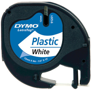 Taśma do Dymo Letra Tag 59422 12mm 4m biała taśma, czarny napis S0721660 oryginalna