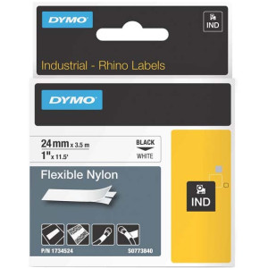 Taśma do Dymo Rhino 1734524 24mm 3.5m biała taśma czarny napis NYLONOWA oryginalna