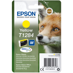 Tusz S22 SX125 SX130 SX235 (T12844010) Oryginalny żółty - 3,5ml - do EPSON STYLUS SX 125, 420W, 425W, EPSON STYLUS S 22, EPSON STYLUS OFFICE BX 305F