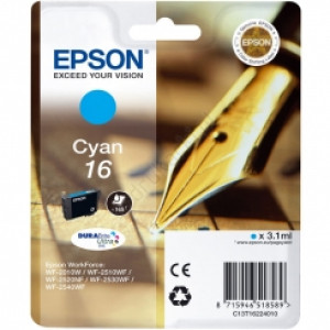 Tusz WF2010 WF2510 WF2520 WF2530 WF2540 (T16224010) Oryginalny błękitny / turkusowy / niebieski - 3,1ml - do EPSON WORKFORCE WF 2010W, 2510WF, 2520NF, 2530WF, 2540WF