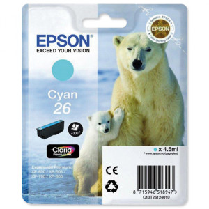 Tusz XP600 XP610 XP700 XP800 (T26124010) Oryginalny błękitny / turkusowy / niebieski - 4,5ml - do EPSON EXPRESSION PREMIUM XP 600, 605, 700, 800, 610