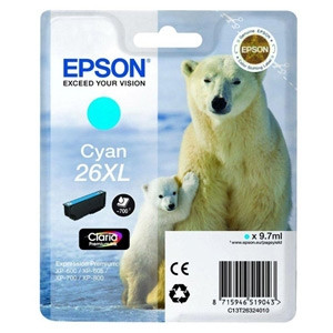 Tusz XP600 XP610 XP700 XP800 (T26324010) Oryginalny błękitny / turkusowy / niebieski - 9,7ml - do EPSON EXPRESSION PREMIUM XP 700, 800, 610, 510, 600