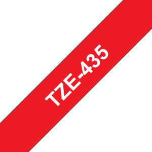 Taśma do Brother TZe-435 12mm 8m czerwona taśma biały napis oryginalna