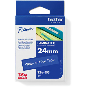 Taśma do Brother TZe-555 24mm 8m niebieska taśma biały napis oryginalna