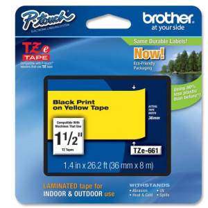 Taśma do Brother TZe-661 36mm 8m żółta taśma czarny napis oryginalna