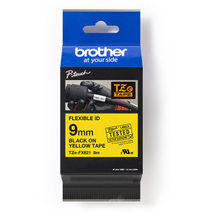 Taśma do Brother TZe-FX621 9mm 8m żółta taśma czarny napi flexi elastyczna oryginalna