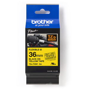 Taśma do Brother TZe-FX661 36mm 8m żółta taśma czarny napis flexi elastyczna oryginalna