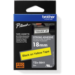 Taśma do Brother TZe-S641 18mm 8m żółta taśma czarny napis mocny klej strong oryginalna