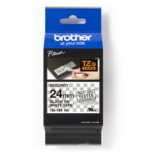 Taśma do Brother TZe-SE5 24mm 8m biała taśma czarny napis PLOMBOWA oryginalna