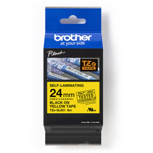 Taśma Brother TZe-SL651 24mm 8m żółta taśma czarny napis samolaminująca oryginalna