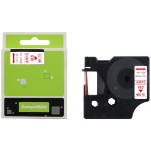 Taśma do Dymo D1 43615 6mm 7m biała taśma czerwony napis
