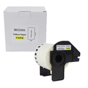 Taśma do Brother DK-22606 czarny nadruk na żółtym tle, 62mm x 15,24 metrów na rolce ŻÓŁTA