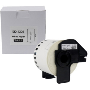 Etykiety do Brother DK-44205 czarny nadruk na białym tle, 62mm x 30,48 metrów na rolce USUWALNY KLEJ