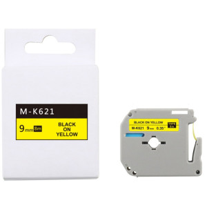 Taśma do Brother M-K621 9mm 8m żółta taśma, czarny napis