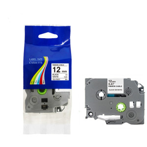 Taśma do Brother TZe-FX231 12mm 8m biała taśma czarny napis flexi elastyczna