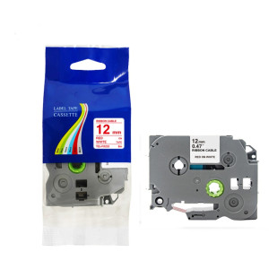 Taśma do Brother TZe-FX232 12mm 8m biała taśma czerwony napis flexi elastyczna
