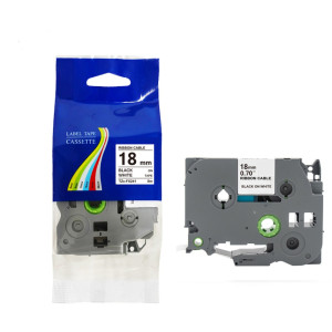 Taśma do Brother TZe-FX241 18mm 8m biała taśma czarny napis flexi elastyczna