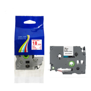 Taśma do Brother TZe-FX242 18mm 8m biała taśma czerwony napis flexi elastyczna