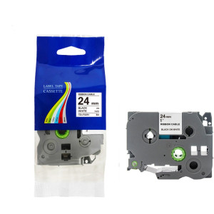 Taśma do Brother TZe-FX251 24mm 8m biała taśma czarny napis flexi elastyczna