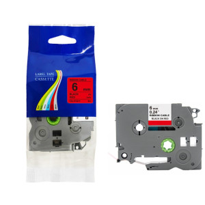 Taśma do Brother TZe-FX411 6mm 8m czerwona taśma czarny napis flexi elastyczna