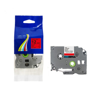 Taśma do Brother TZe-FX431 12mm 8m czerwona taśma czarny napis flexi elastyczna