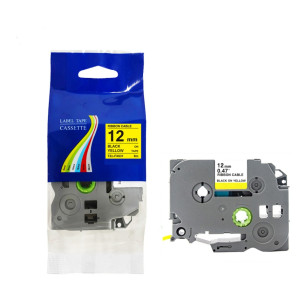 Taśma do Brother TZe-FX631 12mm 8m żółta taśma czarny napi flexi elastyczna