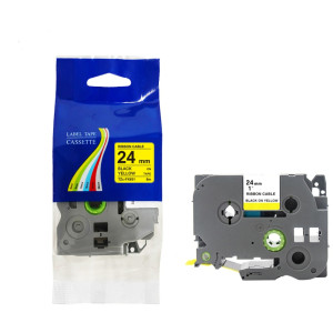 Taśma do Brother TZe-FX651 24mm 8m żółta taśma czarny napis flexi elastyczna