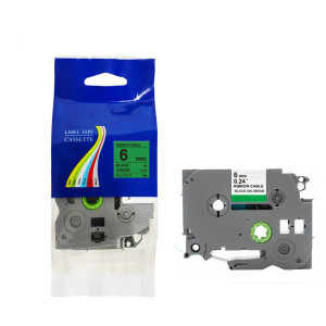 Taśma do Brother TZe-FX711 6mm 8m zielona taśma czarny napis flexi elastyczna