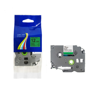 Taśma do Brother TZe-FX731 12mm 8m zielona taśma czarny napis flexi elastyczna