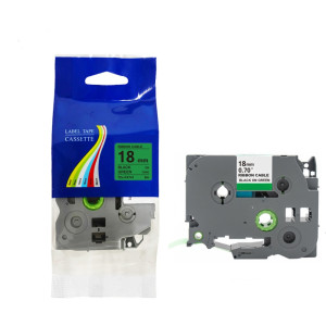 Taśma do Brother TZe-FX741 18mm 8m zielona taśma czarny napis flexi elastyczna