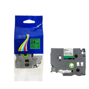 Taśma do Brother TZe-FX751 24mm 8m zielona taśma czarny napis flexi elastyczna