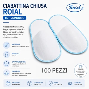 ROIAL CIABATTE MONOUSO CHIUSE 1 CONFEZIONE DA 100 PEZZI ciabattina pantofola