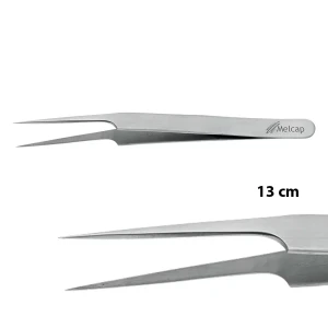 MELCAP Pinzetta Curva 13 cm per ciglia punta fine in acciaio inox