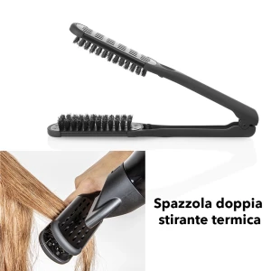 XANITALIA Extra Shine Brush – Spazzola Termica Stirante Doppia per Asciugatura con Phon