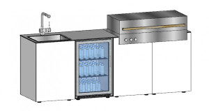 Outdoorküche KAARL 012 mit Spüle, BeefEater Außenkühlschrank und Flammkraft B...