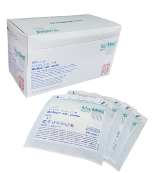 Kompresy jałowe z gazy 5 cm x 5 cm 8 warstw 17 nitek 100 sztuk MK Maimed