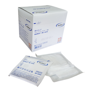 Kompresy jałowe z gazy 10 cm x 10 cm 8 warstw 17 nitek 25 x 3 sztuki MK Maimed